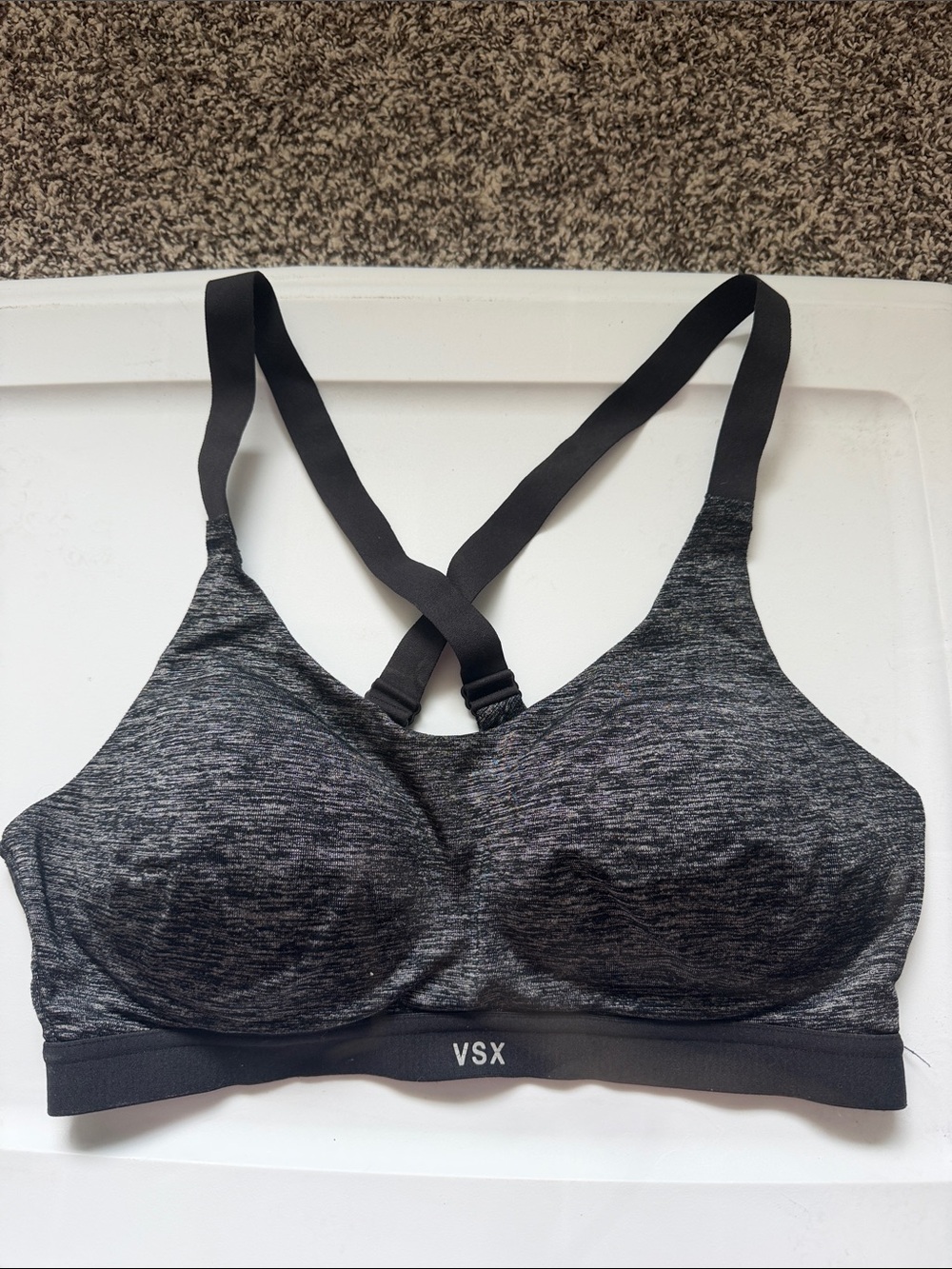 VSX Heathered Charcoal Black Cross-Back Sports Bra